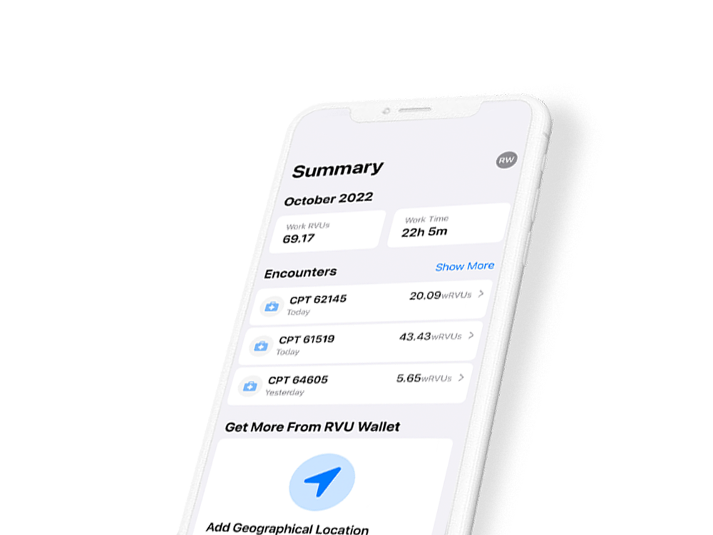RVU Wallet, Track RVU and productivity